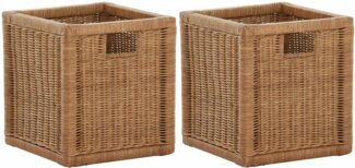 Krines Home Regalkorb Set/2 Regalkorb Aufbewahrungskorb geflochten Rattan (Quadratisch) (2-teiliges Set), Korbset Aufbewahrung Regal Schrankkorb Korb, ca. 28 x 29 x 30 cm