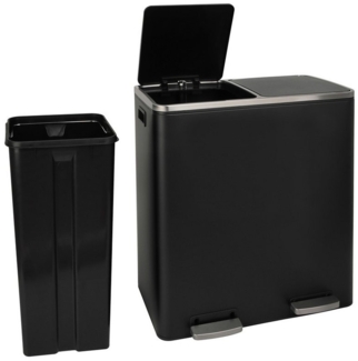 Gardissimo MATTY XL Duo Mülleimer Edelstahl Abfalleimer Treteimer 2x30 Liter