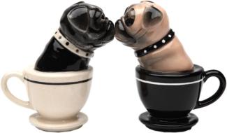 MystiCalls Salz- / Pfefferstreuer Salz- und Pfefferstreuer Mops in Tasse - Tea Cup Pugs, (2-tlg), Verbunden durch einen Magnet