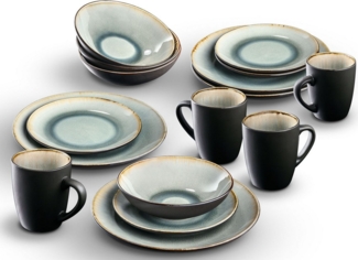 my home Kombiservice Liane (16-tlg), 4 Personen, Steinzeug, Geschirr-Set in trendiger Naturoptik