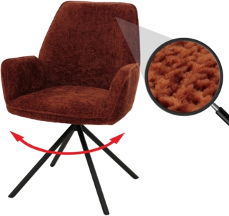 Esszimmerstuhl HWC-G67, Küchenstuhl Stuhl mit Armlehne, drehbar Auto-Position, Chenille Öko-Tex MVG ~ rot