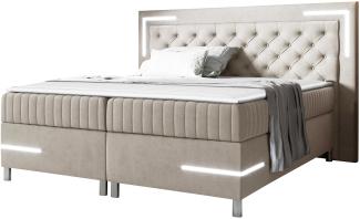 Boxspringbett Tasurto 5 LED, Beige, 180x200 cm