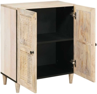 vidaXL Sideboard mit Regal Weiß 60 x 33 x 75 cm massives Mangoholz 4018118