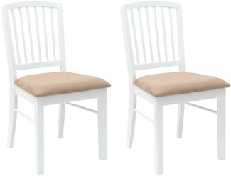 vidaXL Esszimmerstühle 2 pcs Weiß 50 x 52,5 x 91 cm Massives Gummiholz 42020454