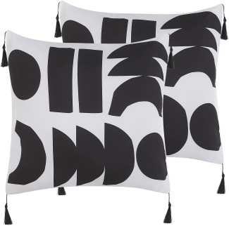 Kissen 2er Set Geometrisches Muster LIRIOPE 45 x 45 cm Schwarz-Weiß