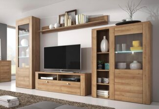 Home affaire Wohnwand Larona, Anbauwand, Set 4 Teilig, (Set, 4-St), bestehend aus 1 TV-Board, 1 Highboard, 1 Vitrine, 1 Wandregal