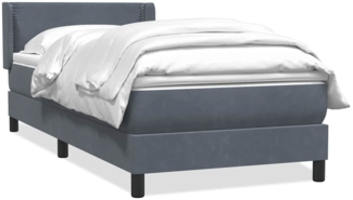 vidaXL Boxspringbett mit Matratze Dunkelgrau 80x220 cm Samt 3318052
