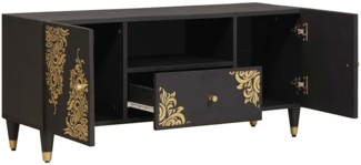 vidaXL TV-Schränk mit Regal Schwarz 105 x 33 x 46 cm Massivholz Mango 4018822