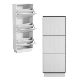 UEV Schuhschrank mit 3 Klappen Schuhregal hoch schmal (Schuhkommode,Anti-Kipp-Vorrichtung für Eingangsbereich, Modern Schuhaufbewahrung mit Oberplatte Platzsparend) Trennwände verstellbar und abnehmbar für verschiedene Schuhtypen