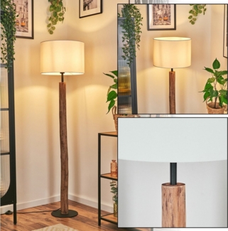 hofstein Stehlampe Stehlampe aus Metall/Eukalyptusholz im modernen Boho-Design, Stehleuchte mit Stoffschirm (40 cm) und Fußschalter, E27, 153 cm