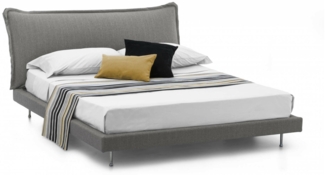 Dmora Arcore Doppelbett, Festbett mit Stoffbezug und Kopfteil, 100 % Made in Italy, geeignet für Matratze 160x190 cm, Grau