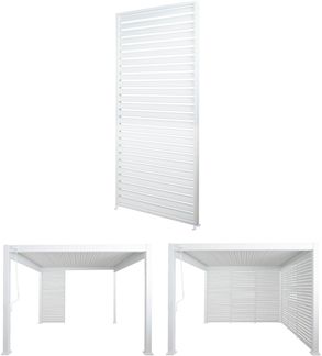 Aluminium Lamellenwand für Pergola HWC-N94 3x3m, Lamellenpaneel Modul Seitenwand Sichtschutz, 213x94cm ~ weiß