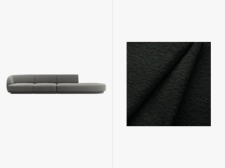 Micadoni Sofa Miley 4-Sitzer Rechts Boucle Baloo Schwarz