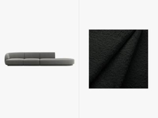 Micadoni Sofa Miley 4-Sitzer Rechts Boucle Schwarz Kunststoff schwarz
