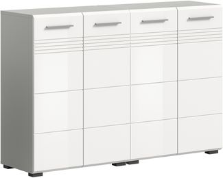 Badezimmer-Set >Copa< in Hellgrau / Weiß Hochglanz - 120x80x32cm (BxHxT)