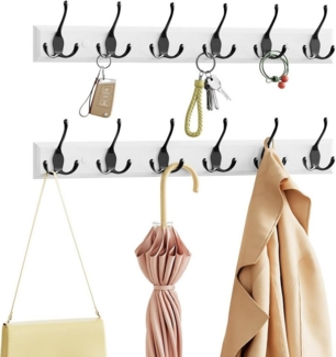 EUGAD Garderobenhaken (2 St), Kleiderhaken Wand, mit 6 Dreifachhaken, Schwarz