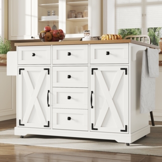 Klappbarer Servierwagen Esstisch Sideboard Kücheninsel ausziehbar MDF Metall platzsparend flexibel,Weiß