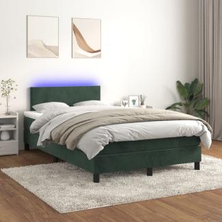 vidaXL Boxspringbett mit Matratze & LED Dunkelgrün 120x200 cm Samt 3134276