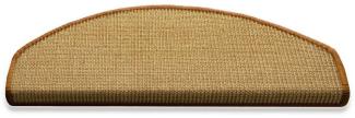 Karat Stufenmatte Rio Natur mit farbiger Kettelung, Stufenschutz, Treppenschutz, Halbrund, Höhe: 6 mm, 100% Sisal