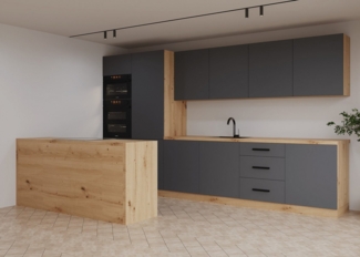 ROYAL24_MARKT Küchenzeile K104-G360 - Langen - Moderne Optik mit durchdachter Funktion, (Komplett Set), Premium - Modern - Exzellent.