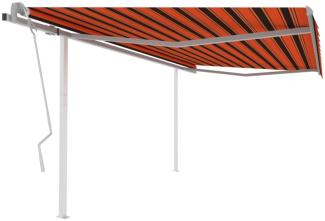 vidaXL Markise Manuell Einziehbar mit Pfosten 4,5x3 m Orange & Braun 3069960