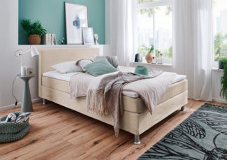 ATLANTIC home collection Boxbett inklusive Rost und Federkernmatratze, Holz, Creme, 140x200 cm