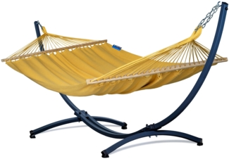 Potenza Stabhängematte mit Gestell – 220kg für 2 Personen I 100% Baumwolle Merida Hängematte - 215x160, 200kg I Gold