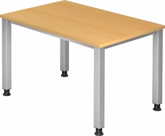 bümö manuell höhenverstellbarer Schreibtisch 120x80 cm in Buche - PC Tisch höhenverstellbar & klein, höhenverstellbarer Tisch Büro, kleiner Computertisch verstellbar, Q-Serie, QS-12-6