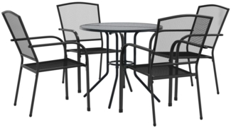 vidaXL Gartenstuhl-Set 5-tlg. Stapelbar Pulverbeschichteter Stahl 3283757