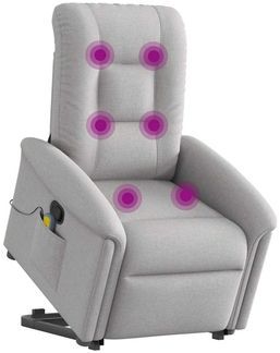 vidaXL Massagesessel mit Aufstehhilfe Wolkengrau Stoff 3303273