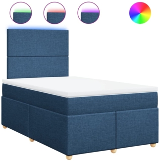 vidaXL Boxspringbett mit Matratze Blau 120x200 cm Stoff 3293546