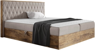 Boxspringbett Worik VI, Beige, 140x200 cm