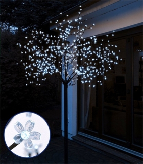 Spetebo LED Baum LED Kirschblütenbaum - 250 cm - Deko Leuchtbaum, An / Aus, LED, kaltweiß, Lichterbaum kalt weiß beleuchtet für den Aussenbereich