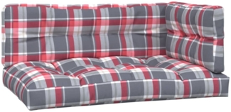 vidaXL Palettenkissen 3-tlg. Rot Karomuster Stoff 314571