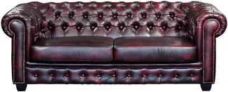 Vente-unique - Chesterfield Ledersofa 3-Sitzer - Büffelleder - Rotbraun - BRENTON