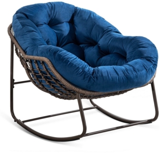 LVHOM Schaukelstuhl mit gepolstertem Kissen, Rattanstuhl mit Stahlrahmen, Lounge Sessel (Großformat B110.5cm x T94.5cm x H80cm,Dicke Kissen,160kg Tragfähigkeit, MEHRE FARBEN MEHRE OPTIONEN! Schaukelsessel umhüllendem Sitzgefühl & hoher Armlehne, 1 St),...