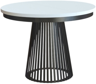Compleo Esstisch Rund, Säulengestell mit Rillenstruktur DAST, Ausziehbar 100-180 cm