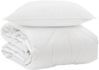 vidaXL Ganzjahresbettdecke mit Kissen 2 pcs Weiß Mikrofaser 3376547