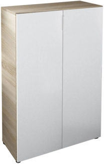 Dmora 2-türiger Mehrzweckschrank Athenodora, Zusatzschrank, Niedriger Schuhschrank mit 6 Regalen, Niedriger Schuhregal, 70x36h103 cm, Eiche und Weiß