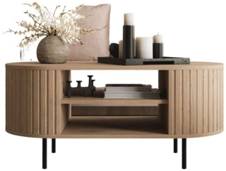 Compleo Couchtisch mit Regalen, Kaffeetisch, OVI Eiche cremona oder Beige