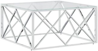 Couchtisch, Sofatisch 80x80x40 cm Edelstahl und Glas