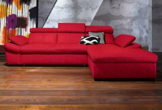 exxpo - sofa fashion Ecksofa Salerno, klassisch modernes Funktionssofa, hoher Sitzkomfort, L-Form, inkl. Kopf- und Armteilverstellung, wahlweise mit Bettfunktion
