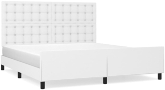 Bettgestell mit Kopfteil Kunstleder Weiß 180x200 cm