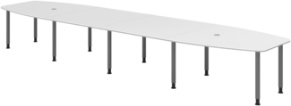 bümö Konferenztisch oval 520x130 cm großer Besprechungstisch in weiß, Besprechungstisch mit Gestell in graphit, Meetingtisch für 18 Personen, XXL-Tisch für Besprechungsraum & Meeting, KT52C-W-G