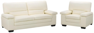 Vente-unique - Couchgarnitur 3+1 - Büffelleder - Elfenbeinfarben - MIMAS II