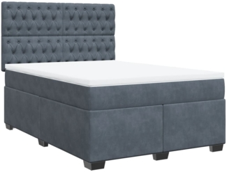 vidaXL Boxspringbett mit Matratze Dunkelgrau 140x190 cm Samt 3290913