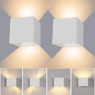 oyajia Wandleuchte 2 Stück 7W Metall LED Wandlampe, Auf und ab Einstellbarer Lichtstrahl, LED fest integriert, Warmweiß, LED Wandlampe mit Bewegungsmelder,für Wohnzimmer, Flur, Balkon, Hotel