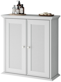 Yorbay Hängeschrank Badezimmerschrank mit verstellbarem Regal 56,9×20×60 cm, Wandschrank mit Rattan-Design