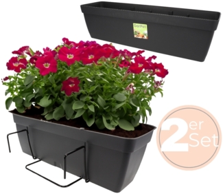 2er Set Blumenkasten Balkongeländer Balkon Blumenkasten Balkonkasten mit Halterung Balkonkasten Geländerkästen Balkonkasten mit Wasserspeicher 50 cm