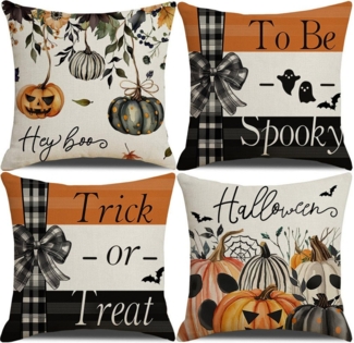 CLTYQ Kissenbezug Halloween Kissenbezug mit Kürbis und Geister-Bezug für Sofa und Bett, (4 Stück), Sofakissen Couchkissen für Halloween Weihnachten Kissenbezüge